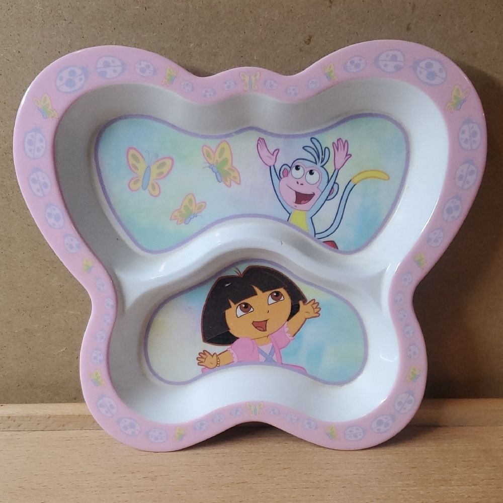Zak Designs Dora The Explorer Children's Pink Butterfly Divided Plate